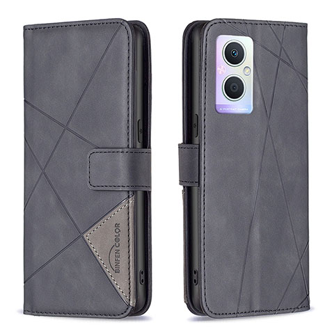 Funda de Cuero Cartera con Soporte Carcasa B08F para Oppo F21s Pro 5G Negro