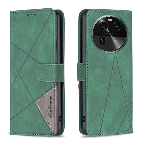 Funda de Cuero Cartera con Soporte Carcasa B08F para Oppo Find X6 Pro 5G Verde