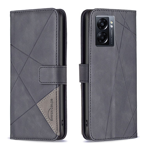 Funda de Cuero Cartera con Soporte Carcasa B08F para Oppo K10 5G India Negro