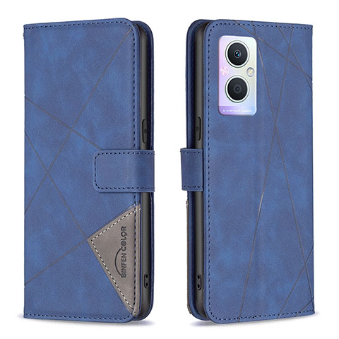 Funda de Cuero Cartera con Soporte Carcasa B08F para Oppo Reno7 Z 5G Azul