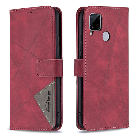 Funda de Cuero Cartera con Soporte Carcasa B08F para Realme 7i RMX2193 Rojo