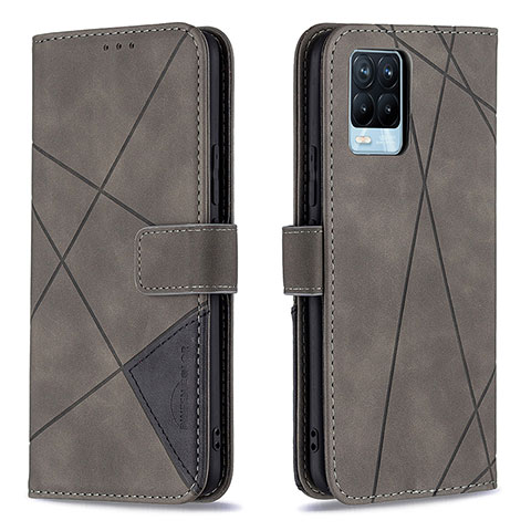 Funda de Cuero Cartera con Soporte Carcasa B08F para Realme 8 4G Gris