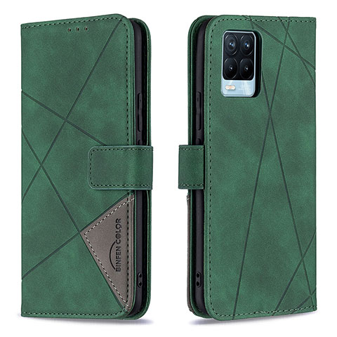 Funda de Cuero Cartera con Soporte Carcasa B08F para Realme 8 4G Verde