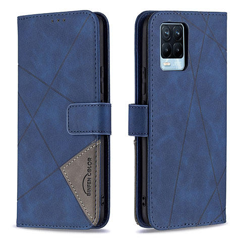 Funda de Cuero Cartera con Soporte Carcasa B08F para Realme 8 Pro Azul