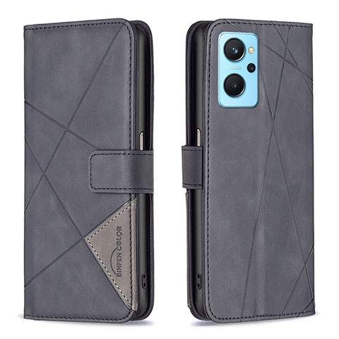 Funda de Cuero Cartera con Soporte Carcasa B08F para Realme 9i 4G Negro