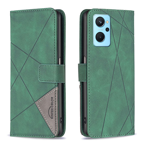 Funda de Cuero Cartera con Soporte Carcasa B08F para Realme 9i 4G Verde