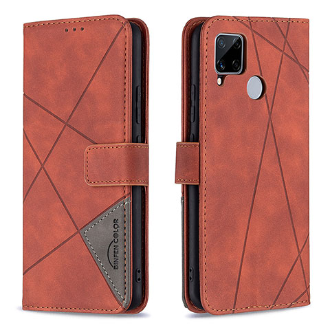 Funda de Cuero Cartera con Soporte Carcasa B08F para Realme C12 Naranja