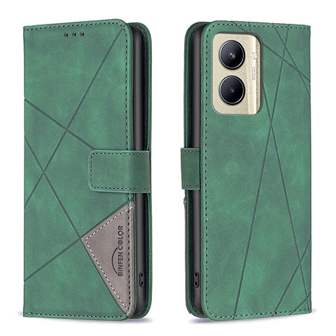 Funda de Cuero Cartera con Soporte Carcasa B08F para Realme C33 (2023) Verde