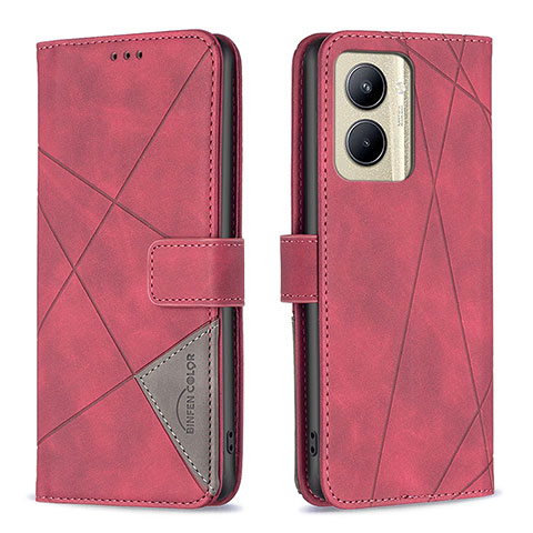 Funda de Cuero Cartera con Soporte Carcasa B08F para Realme C33 Rojo