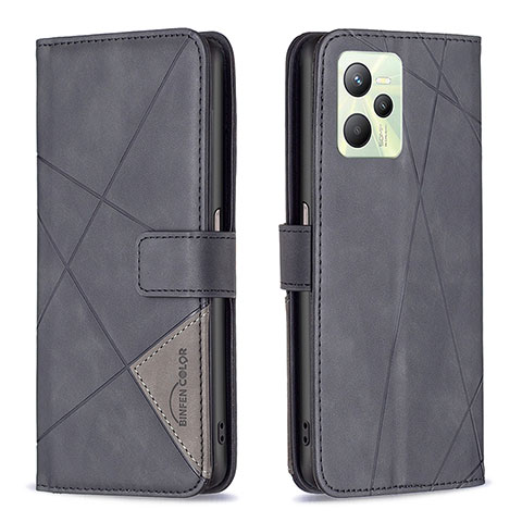 Funda de Cuero Cartera con Soporte Carcasa B08F para Realme C35 Negro