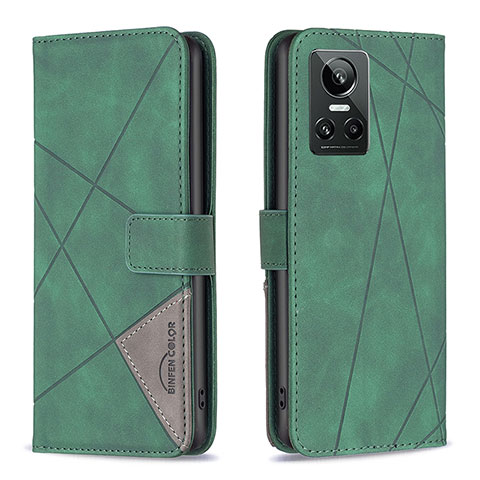 Funda de Cuero Cartera con Soporte Carcasa B08F para Realme GT Neo3 5G Verde