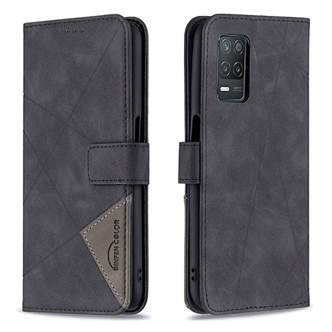 Funda de Cuero Cartera con Soporte Carcasa B08F para Realme Q3 5G Negro