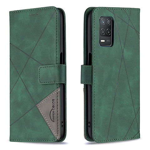 Funda de Cuero Cartera con Soporte Carcasa B08F para Realme Q3i 5G Verde