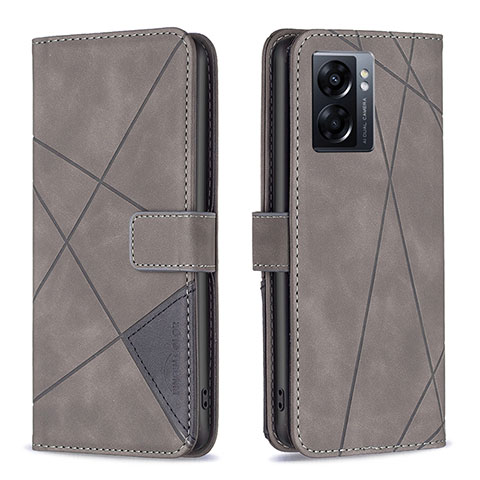 Funda de Cuero Cartera con Soporte Carcasa B08F para Realme Q5i 5G Gris