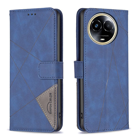 Funda de Cuero Cartera con Soporte Carcasa B08F para Realme V50s 5G Azul