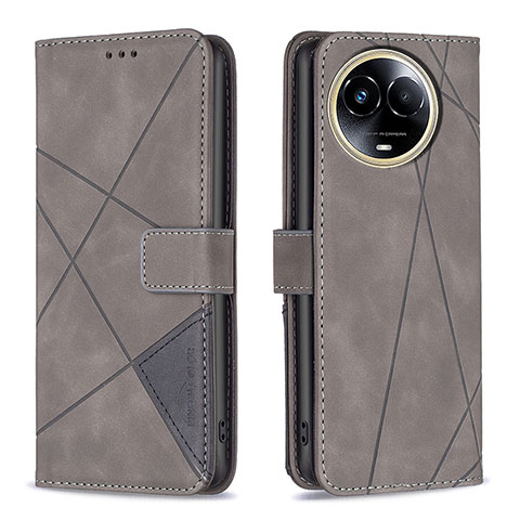 Funda de Cuero Cartera con Soporte Carcasa B08F para Realme V50s 5G Gris