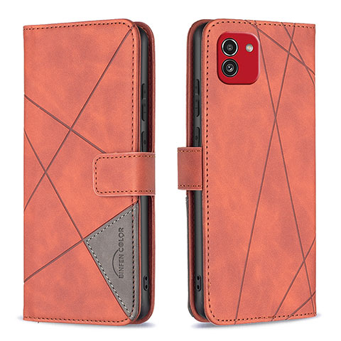 Funda de Cuero Cartera con Soporte Carcasa B08F para Samsung Galaxy A03 Naranja