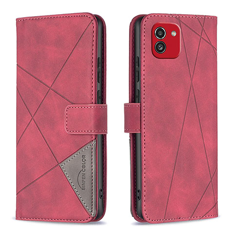 Funda de Cuero Cartera con Soporte Carcasa B08F para Samsung Galaxy A03 Rojo