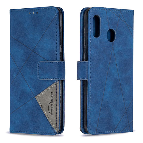 Funda de Cuero Cartera con Soporte Carcasa B08F para Samsung Galaxy A20 Azul