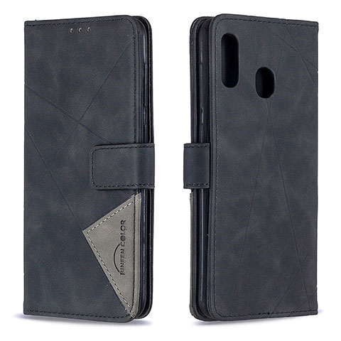 Funda de Cuero Cartera con Soporte Carcasa B08F para Samsung Galaxy A20 Negro