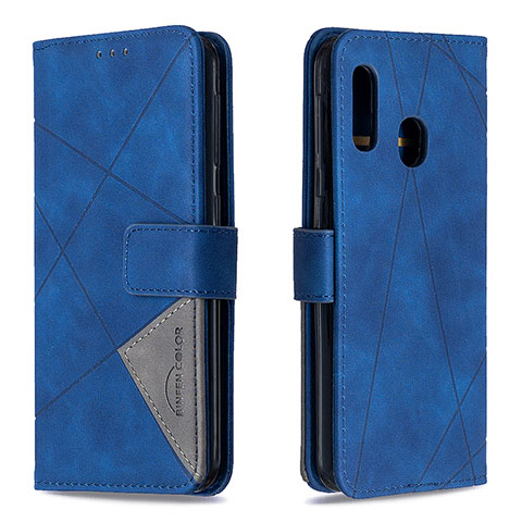 Funda de Cuero Cartera con Soporte Carcasa B08F para Samsung Galaxy A20e Azul