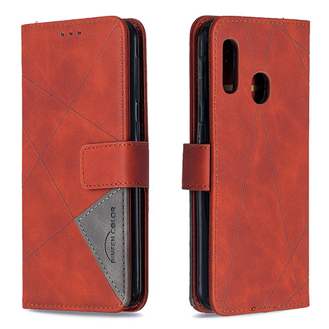 Funda de Cuero Cartera con Soporte Carcasa B08F para Samsung Galaxy A20e Naranja