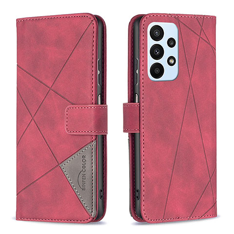 Funda de Cuero Cartera con Soporte Carcasa B08F para Samsung Galaxy A23 4G Rojo