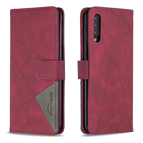 Funda de Cuero Cartera con Soporte Carcasa B08F para Samsung Galaxy A50S Rojo