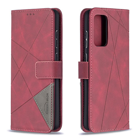 Funda de Cuero Cartera con Soporte Carcasa B08F para Samsung Galaxy A72 4G Rojo