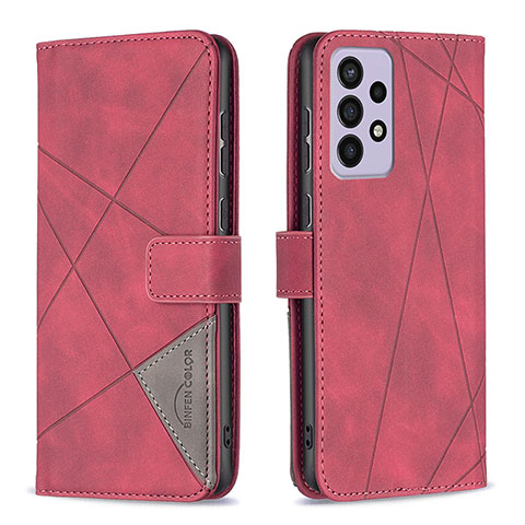 Funda de Cuero Cartera con Soporte Carcasa B08F para Samsung Galaxy A73 5G Rojo