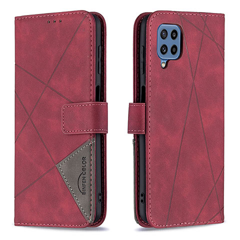 Funda de Cuero Cartera con Soporte Carcasa B08F para Samsung Galaxy M32 4G Rojo