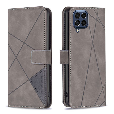 Funda de Cuero Cartera con Soporte Carcasa B08F para Samsung Galaxy M53 5G Gris