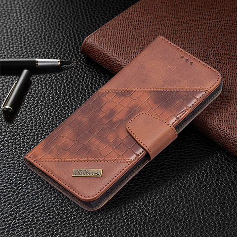 Funda de Cuero Cartera con Soporte Carcasa B08F para Samsung Galaxy S21 Ultra 5G Marron