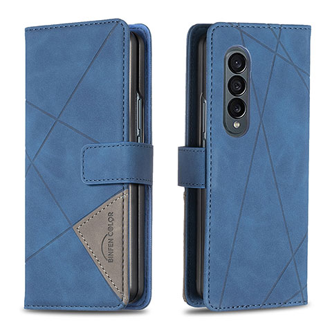 Funda de Cuero Cartera con Soporte Carcasa B08F para Samsung Galaxy Z Fold4 5G Azul