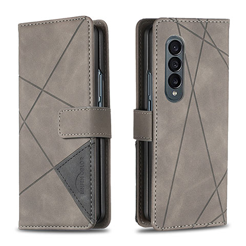 Funda de Cuero Cartera con Soporte Carcasa B08F para Samsung Galaxy Z Fold4 5G Gris