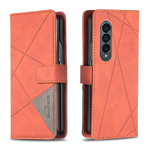 Funda de Cuero Cartera con Soporte Carcasa B08F para Samsung Galaxy Z Fold4 5G Naranja