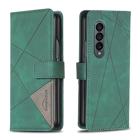 Funda de Cuero Cartera con Soporte Carcasa B08F para Samsung Galaxy Z Fold4 5G Verde