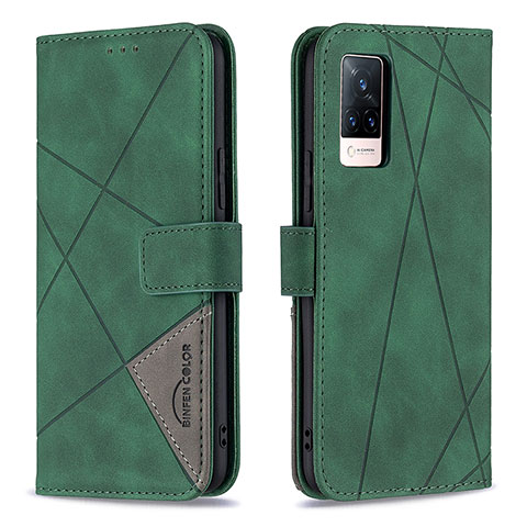 Funda de Cuero Cartera con Soporte Carcasa B08F para Vivo V21 5G Verde