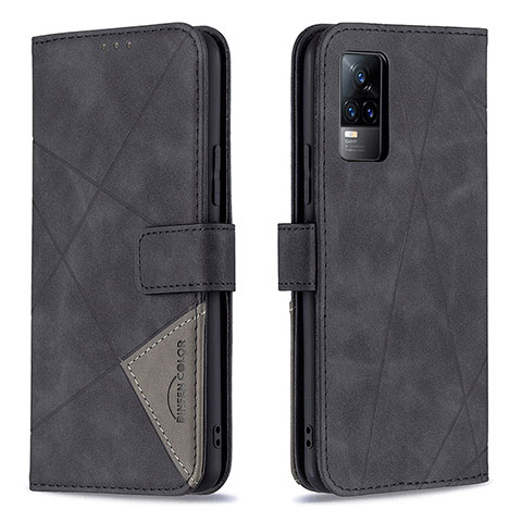 Funda de Cuero Cartera con Soporte Carcasa B08F para Vivo V21e 4G Negro