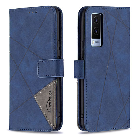 Funda de Cuero Cartera con Soporte Carcasa B08F para Vivo V21e 5G Azul