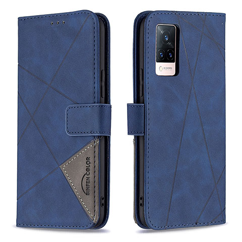 Funda de Cuero Cartera con Soporte Carcasa B08F para Vivo V21s 5G Azul