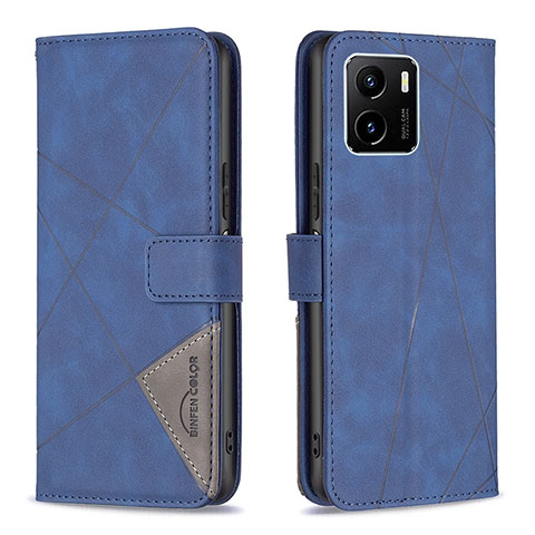 Funda de Cuero Cartera con Soporte Carcasa B08F para Vivo Y01A Azul