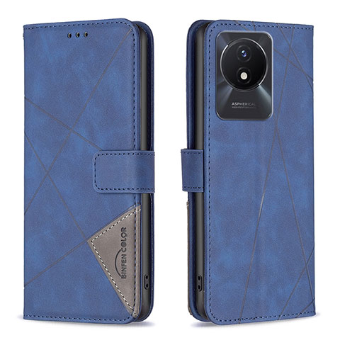 Funda de Cuero Cartera con Soporte Carcasa B08F para Vivo Y02t Azul