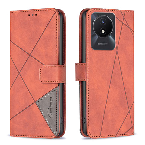 Funda de Cuero Cartera con Soporte Carcasa B08F para Vivo Y02t Naranja