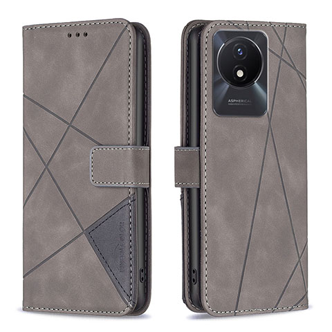 Funda de Cuero Cartera con Soporte Carcasa B08F para Vivo Y11 (2023) Gris