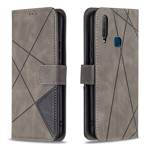 Funda de Cuero Cartera con Soporte Carcasa B08F para Vivo Y11 Gris