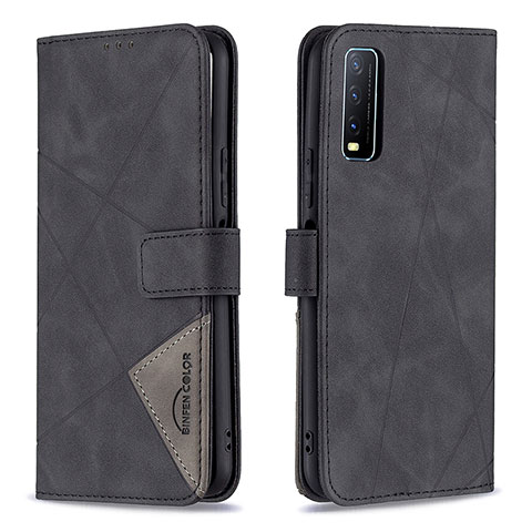 Funda de Cuero Cartera con Soporte Carcasa B08F para Vivo Y12G Negro