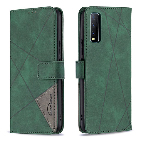 Funda de Cuero Cartera con Soporte Carcasa B08F para Vivo Y20a Verde