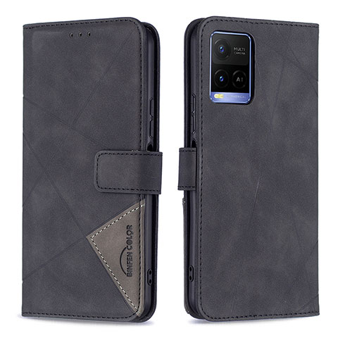 Funda de Cuero Cartera con Soporte Carcasa B08F para Vivo Y21s Negro