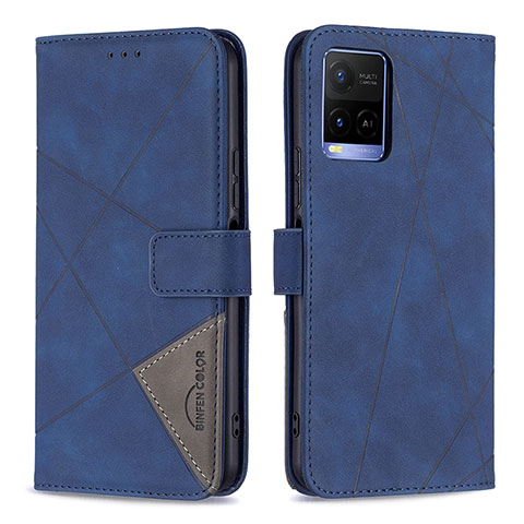 Funda de Cuero Cartera con Soporte Carcasa B08F para Vivo Y32 4G Azul